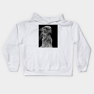 Secretary bird ink illustration Kids Hoodie